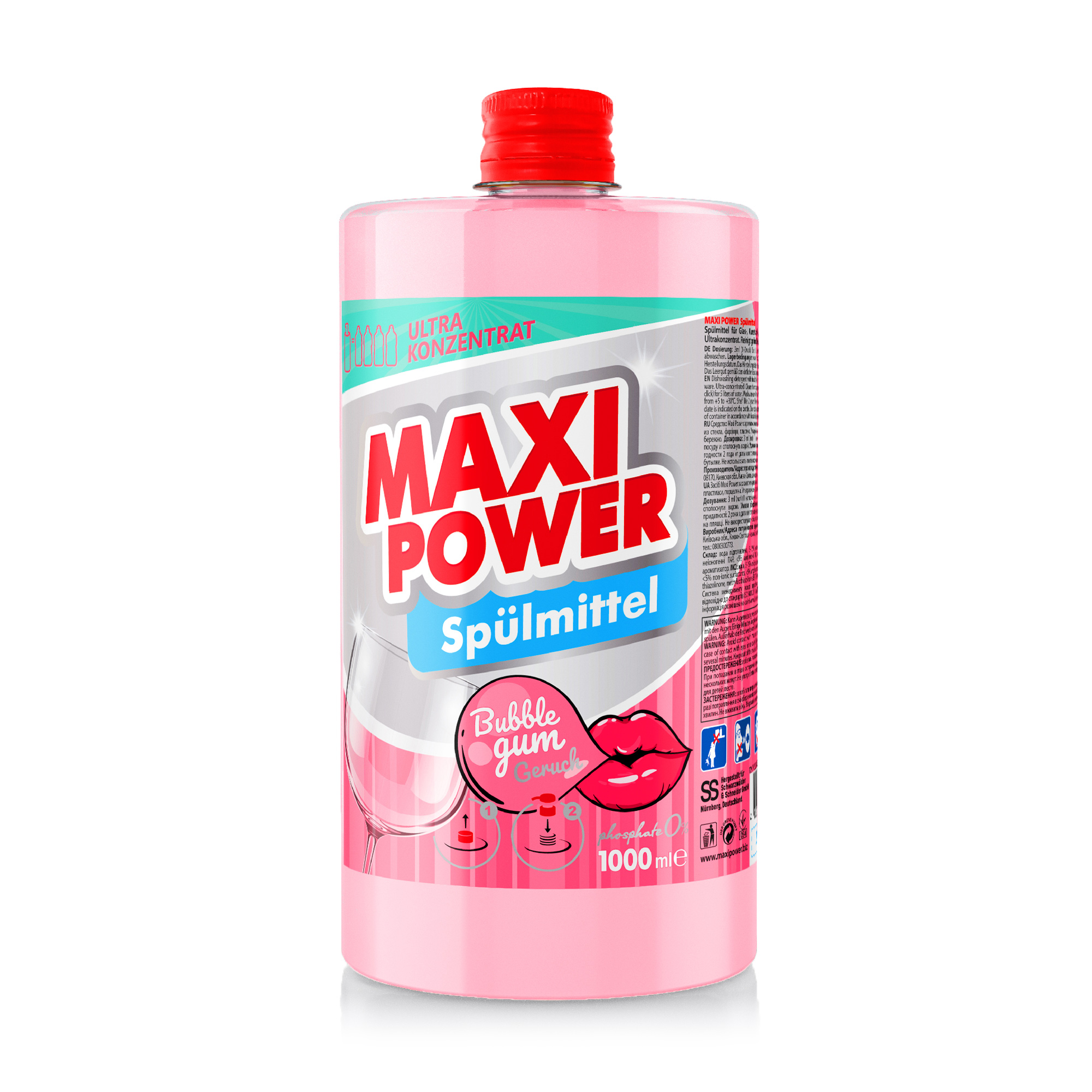 Засіб для миття посуду Maxi Power Бабл гам, 1 л (запаска)